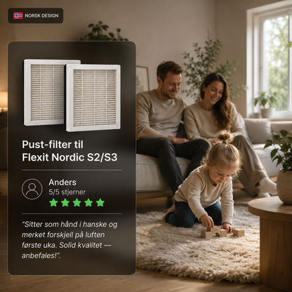 Fornøyd kunde ventilasjonsfilter til flexit nordic s2 s3