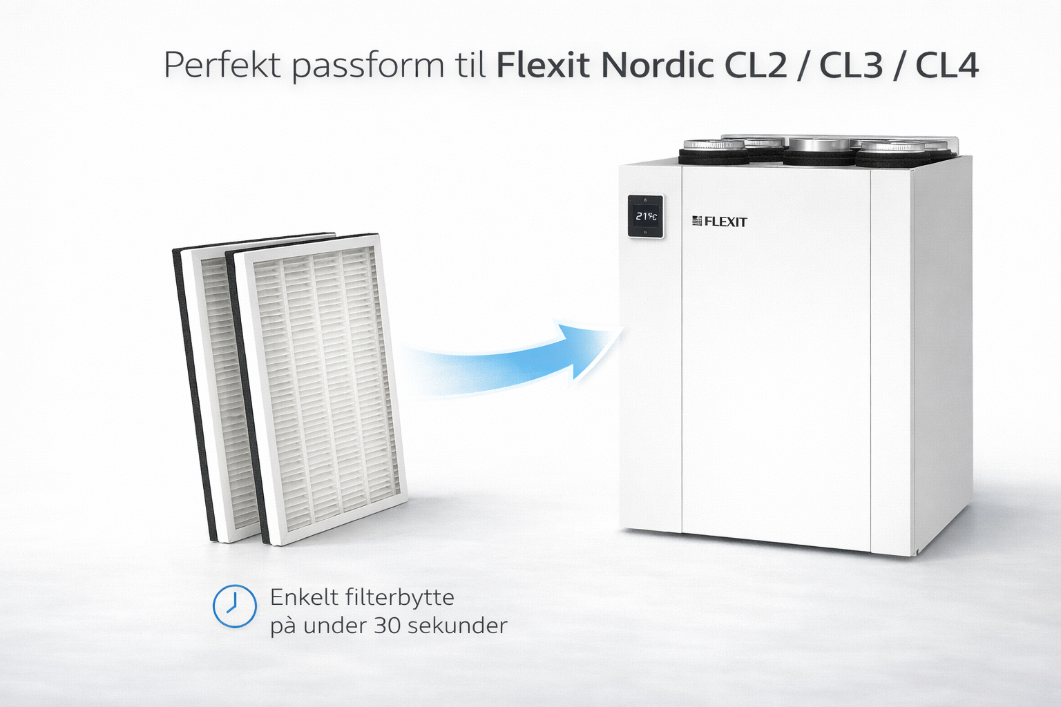 Ventilasjonsfilter til Flexit Nordic CL2 CL3 CL4 Pust Filter