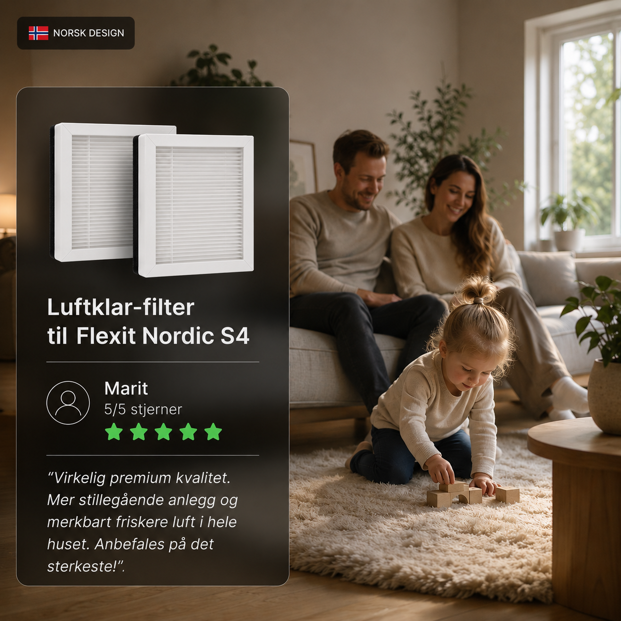 fornøyd kunde pust filter flexit nordic s4
